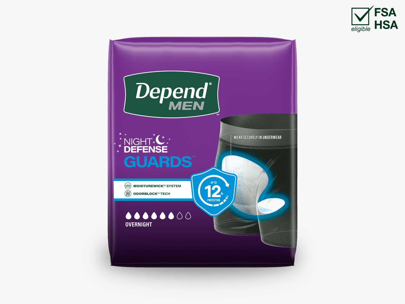 Front pack image of Depend® Night Defense Guards™