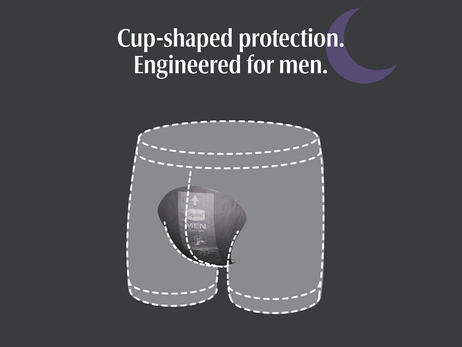 Depend® Night Defense Guards for Men provides cup shaped protection