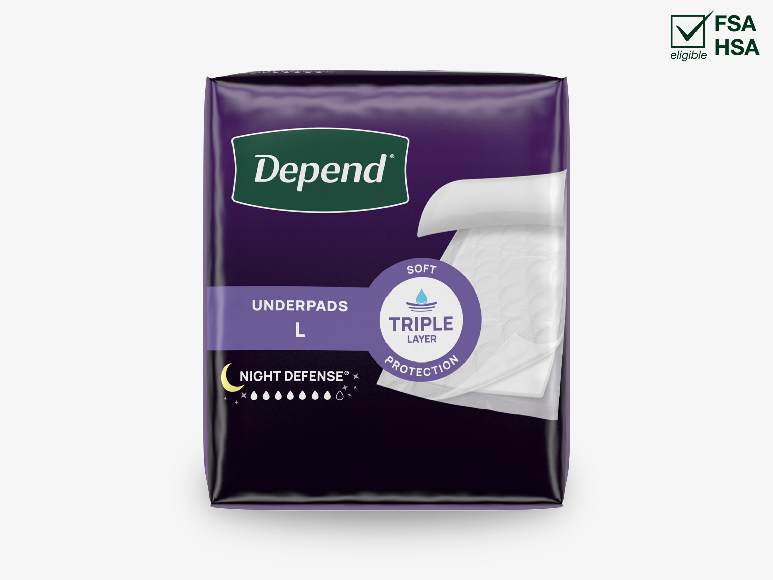 Front pack image of  Depend® Disposable Underpads Large