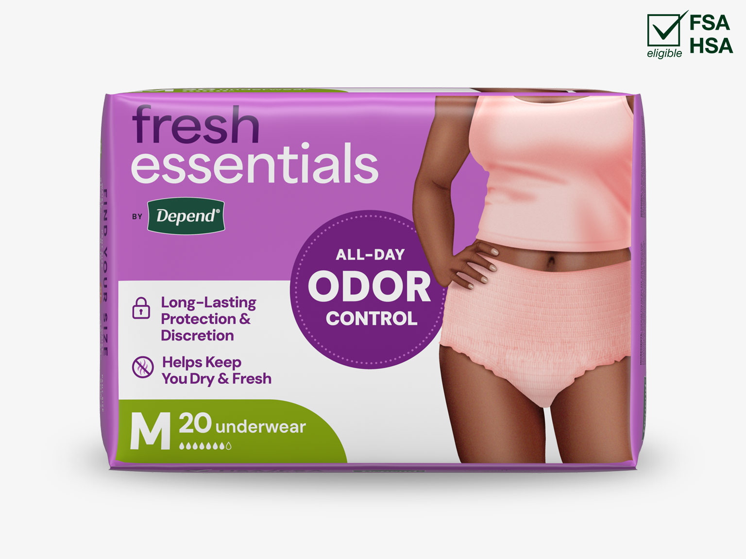 Front pack image of Depend® Fresh Essentials Women’s Adult Diapers 