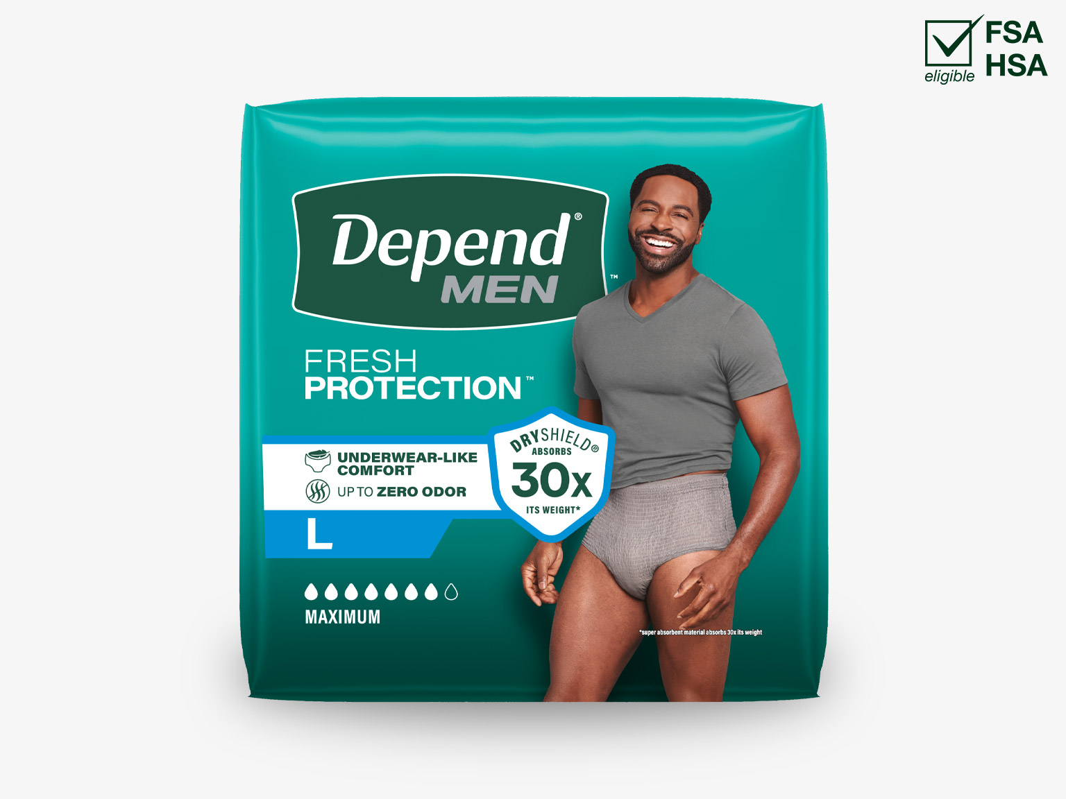 Front pack image of  Depend® Fresh Protection® Men’s Adult Diapers 