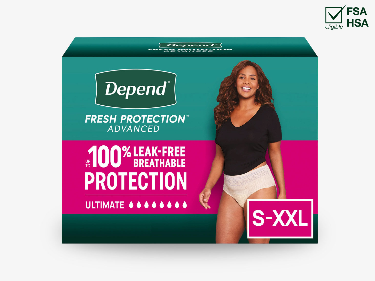 Front pack image of  Depend® Fresh Protection® Advanced Women’s Adult Diapers 