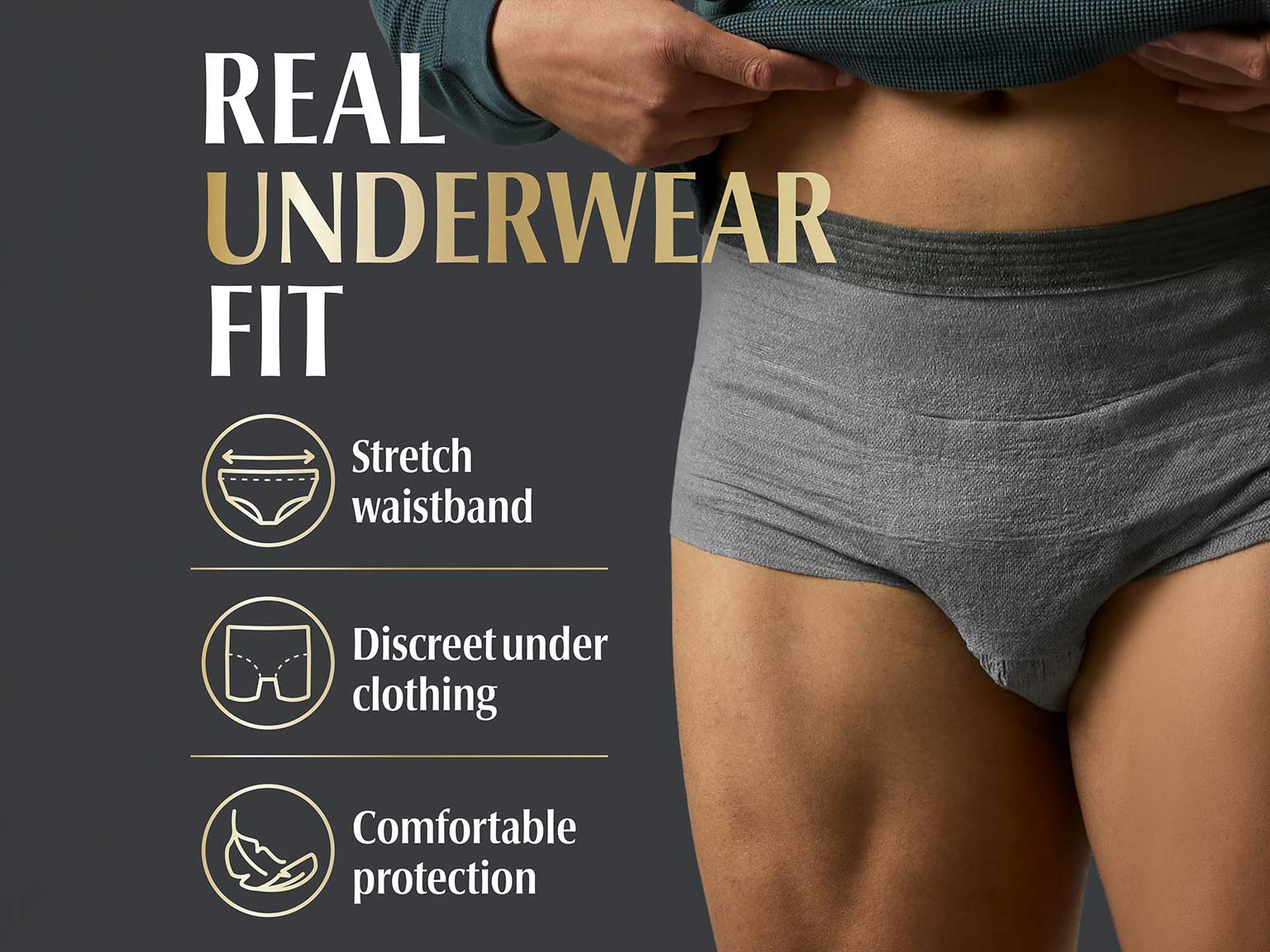 Depend® Real Fit® Underwear for Men is comfortable and discreet